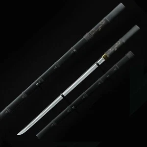 Espadas Ninja Ninja Japonesas Bambú Negro Hechas a Mano Espada Samurai Hoja Afilada - Imagen 1 de 7
