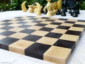 MODERN CHESSBOARD - 18" - 2¼" SQ's - 3/4" THICK - SOLID WENGE & MAPLE WOOD BLOCK - Picture 1 of 3