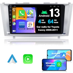 4+64GB Android 13 Carplay Car Stereo GPS Radio For Toyota Camry 2007-2011+Camera - Picture 1 of 13