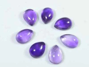 36Cts. Natural Amethyst Pear Crytsal Cabochon Gemstone 07 Pcs Lot 9X13MM R916 - Picture 1 of 9