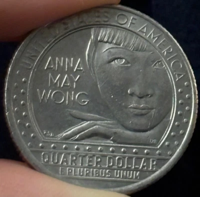 2022 P - ANNA MAY WONG QUARTER "IN COD WE TRUST" MINT ERROR - Image 1 of 3