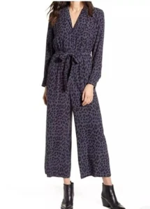 Rails Jumpsuit Callen Wide Leg Charcoal Gray Tiger Stripe Button Front Size S - Picture 1 of 12