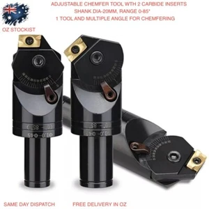 CHAMFER TOOL 0*-85* WITH 2 MADE IN JAPAN CARBIDE INSERT 2 CUTTING EDGES DIA 1-45 - Picture 1 of 4