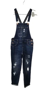 Justice Girls Jean Overalls. Bib Style. Sz 14. Distressed Look. Cuff Hem. NWTS - Picture 1 of 6
