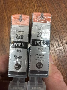 canon 220 PGBK Black printer Ink Cartridges 2 packs Genuine OEM pgi-220bk - Picture 1 of 3