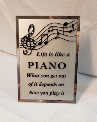 Placa de vidrio 5x7 "La vida es como un piano" Foto 1 de 4