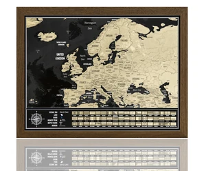 Framed Scratch off Map - Map of Europe with Country Flags and States Borders - Picture 1 of 9