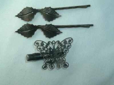 JUEGO DE ALFILERES DE HOJA DE METAL VINTAGE Y PINZA DE PELO DE MARIPOSA ACCESORIO PARA EL CABELLO Foto 1 de 2