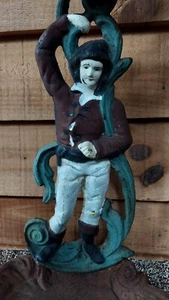 RARE! PAINTED ANTIQUE FIGURAL CAST IRON UMBRELLA STAND EUROPEAN VICTORIAN MAN - Picture 1 of 17