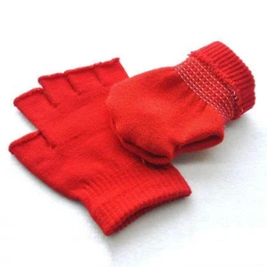 Boys Girls Junior Plain Stretchy Magic Gloves Fingerless Winter Warm FI - Picture 1 of 18
