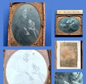 TOCTANTE Madre e Hija Años 1850 GRANDE Media Placa DAGUERROTIPO Foto 1855 1856 - Imagen 1 de 11