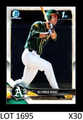 1-2018 BOWMAN DRAFT CHROME ALFONSO RIVAS A'S #BDC-141 QTY AVAILABLE - Image 1 of 2