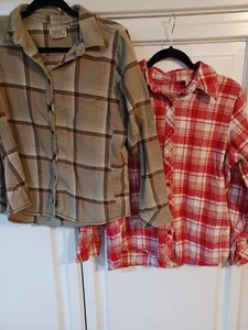 Lot of 2 Schmidt Workwear Fit For Her flannel shirts size L Large - Picture 1 of 12