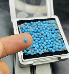Natural Blue Turquoise Cabs, 3 mm Turquoise round gemstone Cabs for gift. - Picture 1 of 9