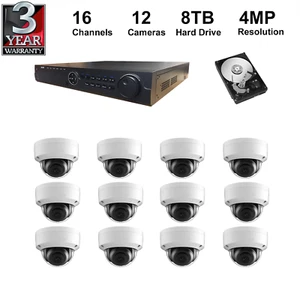 Kit NVR: 16 CANALES NVR + disco duro total 8 TB + cámaras IP domo de 4 MP (12 piezas) - Imagen 1 de 2