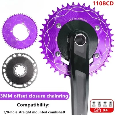 110BCD Road Bike 4 Claws Positive Negative Sprocket Cycling Crankset Chainrings - Image 1 of 4
