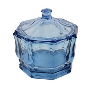 DE COLECCIÓN PLATO DE CARAMELO CUBIERTO DE VIDRIO AZUL INDIANA CONCORD EN FORMA DE OCTÁGONO - Imagen 1 de 5