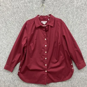 Foxcroft Wrinkle Free Button Front Tunic Shirt Womens Plus 20W Berry Non-Iron - Picture 1 of 8
