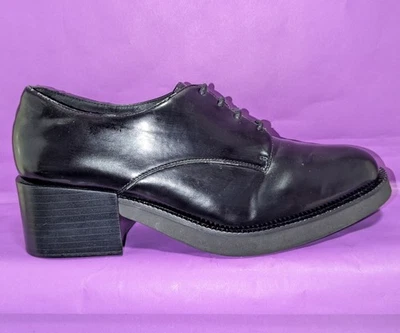 Jeffrey Campbell Patrice H Black Faux Patent Lace Up Oxford Women's Size 8.5 - Image 1 of 4