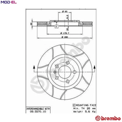 2x BRAKE DISC 09.5570.75 FOR VW GOLF/III/Mk JETTA VENTO PASSAT CORRADO 2E 2.0L - Image 1 of 4