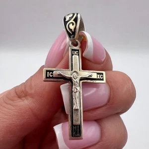 Vintage Sterling Silver 925 Orthodox Cross Pendant IC XC NIKA Crucifix 4g - Picture 1 of 8