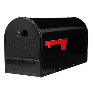 Outback Double Door, Black, Large, Steel, Post Mount Mailbox - Picture 1 of 12