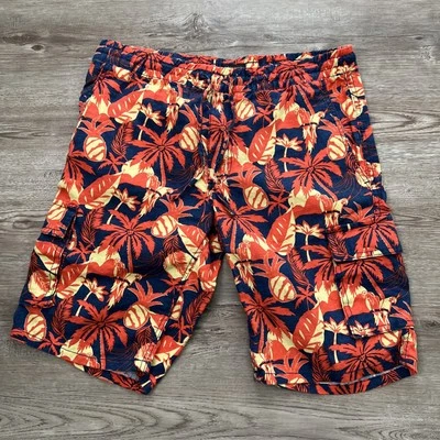 Saks Fifth Avenue 亚麻抽绳短裤男式中号花卉 10 英寸内缝 — 第 1/4 张图片