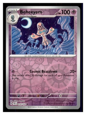 Beheeyem Reverse Holo - SV05: Temporal Forces 074/162 -Uncommon- Pokémon NM - Image 1 of 2