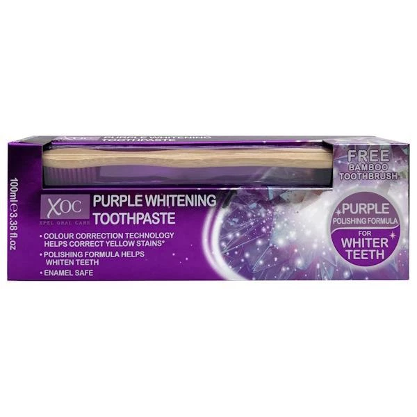 6 x XOC Purple Whitening Toothpaste 100ml + Toothbrush