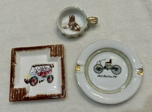 Konvolut 3 Aschenbecher - Spaniel Hund / Ford's First Car 1896 / Modell T Auto - Bild 1 von 3