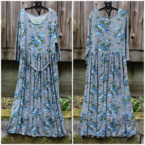 April Cornell - Floral Print Cottagecore Maxi Dress, Stretchy, Round Neck, Large - Picture 1 of 10