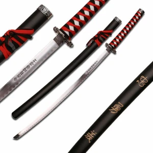 Samurai Sword with Black/White/Red Cord-Wrapped - Picture 1 of 12