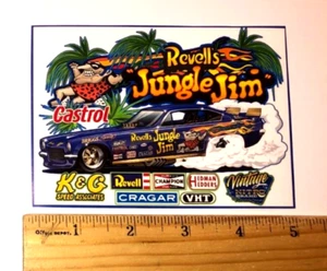 JUNGLE JIM LIBERMAN NHRA Drag Racing 1974 Chevy Sponsor Banner Sticker Decal - Imagen 1 de 1