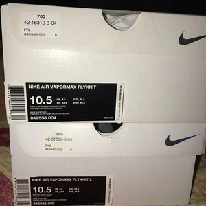 Nike Air Vapormax Flyknit Dark Grey Silver Size 10.5 lot of 2 nib cib 849558-019 - Picture 1 of 5