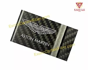 Clip para dinero de fibra de carbono real con logotipo plateado Aston Martin en brillo 2x2 *máxima calidad* - Imagen 1 de 2