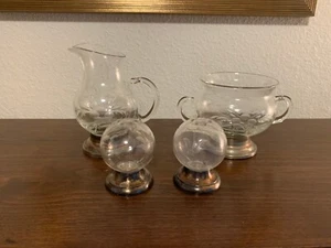 VINTAGE SUGAR, CREAMER AND SALT & PEPPER SET  - Picture 1 of 8
