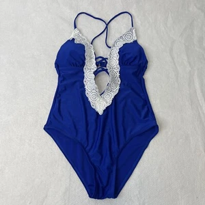 Women's Lace One Piece Swimsuits Beach Bikini Lace-up Deep V Neck Size Small - Picture 1 of 9