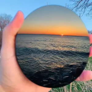 Obsidian Divination Round Mirror Healing Crystal Plate With Stand Home Decor - Picture 1 of 21