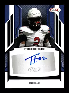 2024 Sage Low Series Black Auto Autograph Tyrek Funderburk #A-TF2 Appalachian St - Picture 1 of 2