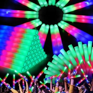 100PCS Light Up Foam Sticks LED Wands Batons DJ Flashing Glow 18" Vocal Concert - Picture 1 of 13