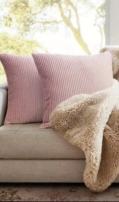 Funda de almohada a rayas de terciopelo rosa, 1 pieza, 18x18 Foto 1 de 4