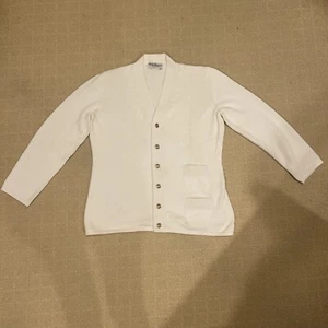 EUC Vintage Salvatore Ferragamo Damen weiße Strickjacke Pullover M - Bild 1 von 4
