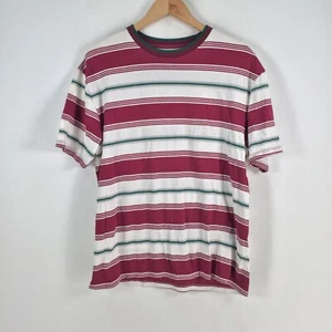 Topman mens t shirt size M white red striped short sleeve crew neck cotton061805 - Picture 1 of 7