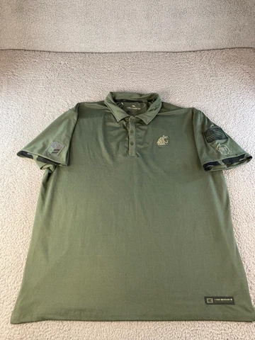 Washington State Cougars Polo Shirt Football Golf Green Salute to Soldier Cover