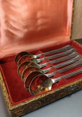 Vintage SILVER PLATED SET 6 spoon Melchior cupronickel SOVIET. USSR 14cm - Image 1 of 4