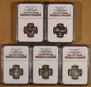 2005 Silver Proof Statehood Quarters Set All Certified NGC PF 70 Ultra Cameo - Picture 1 of 2