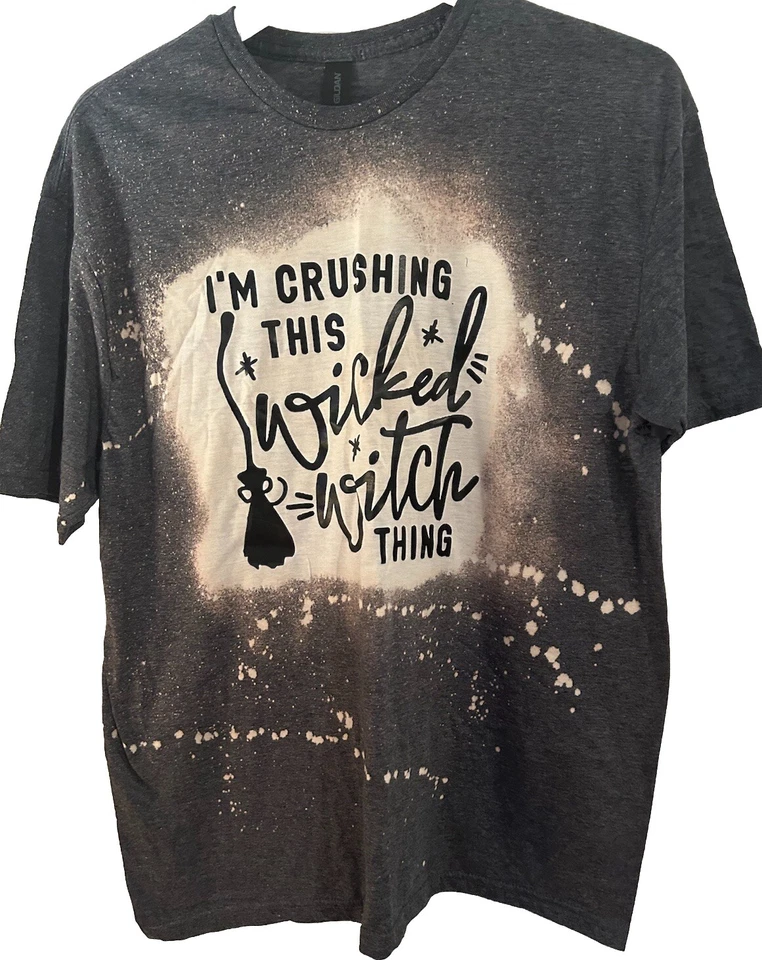 Camiseta Gildan Gris Gráfico Blanqueado Halloween XL Foto 1 de 1