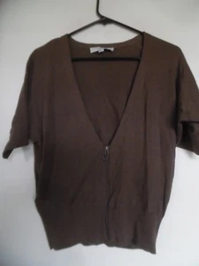 Maglione Ann Taylor Loft Marrone Maglia Cerniera Donna Medium - Foto 1 di 3