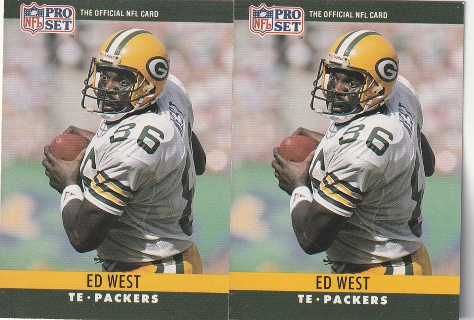 FREE SHIPPING-MINT-1990 Pro Set  #115 Ed West PACKERS-2 CARDS - Image 1 of 1