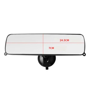Large Sucker Rear View Mirror Wide Flat Clear Lens Car Front Windshield Mounting - Picture 1 of 12